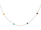 Finejewelers 14k White Gold Multi Colored Round Stationed Simulted Stones On Shiny Cable Chain Link Bracelet