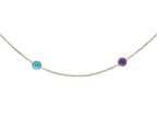 Finejewelers 14k White Gold Multi Colored Round Stationed Simulated Stones On Shiny Cable Chain Link Necklace