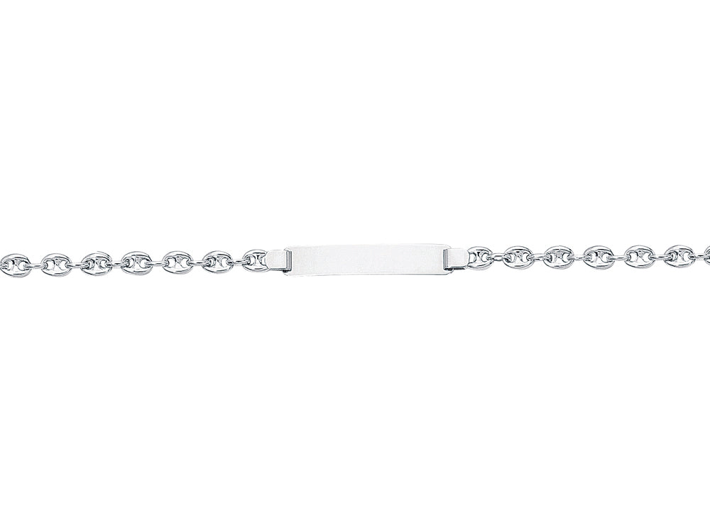 Finejewelers 14k White Gold Shiny Puffed Mariner Link ID Bracelet
