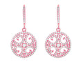 Finejewelers Silver Rose Finish Shiny Fancy Circle with Swirl Pattern Drop Earrings Studded with CZ's