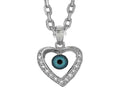 Finejewelers Sterling Silver 18 Inch Heart Evil Eye with CZ's Pendant Necklace