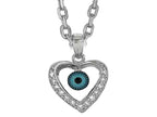 Finejewelers Sterling Silver 18 Inch Heart Evil Eye with CZ's Pendant Necklace