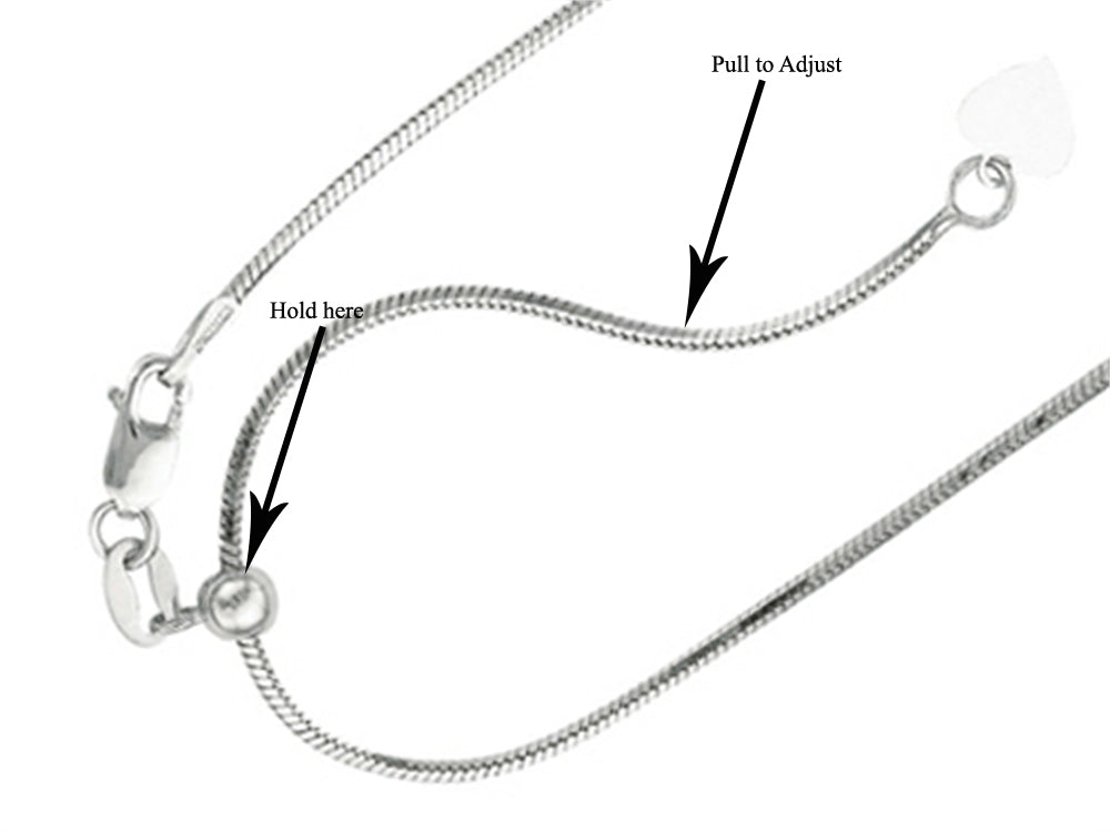 Finejewelers Ruthenium Plated 22 Adjustable Octagonal Snake Chain Necklace Lobster Clasp and Heart