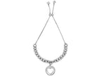 Finejewelers Rhodium Finish Sterling Silver 9.25 Inch Adjustable Friendship Bracelet Heart and Draw String Clasp