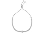 Finejewelers Rhodium Finish Sterling Silver 9.25 Inch Friendship Adjustable Bracelet Heart and Draw String Clasp