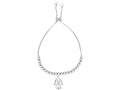 Finejewelers Rhodium Finish Sterling Silver 9.25 Inch Adjustable Friendship Bracelet Hamsa and Draw Sring Clasp