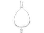 Finejewelers Rhodium Finish Sterling Silver 9.25 Inch Adjustable Friendship Bracelet Hamsa and Draw Sring Clasp