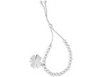 Finejewelers Rhodium Sterling Silver 9.25 Inch 4 Leaf Clover Charm Adjustable Friendship Bracelet Draw String Clasp