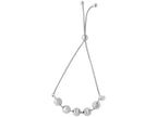 Finejewelers Rhodium Sterling Silver 9.25 Inch Round Popcorn Chain Fancy Friendship Adjustable Bracelet Draw String Clas