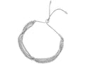 Finejewelers Rhodium Finish Sterling Silver 9.25 Inch 3-strand Bead Friendship Adjustable Bracelet Draw String Clasp