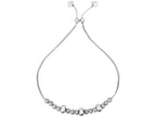 Finejewelers Sterling Silver 9.25 Inch Rhodium Matt Bead Friendship Adjustable Bracelet Draw String Clasp
