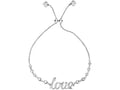 Finejewelers Sterling Silver 9.25 Inch Bead Stations Curved Inch Love Friendship Adjustable Bracelet Draw String Clasp