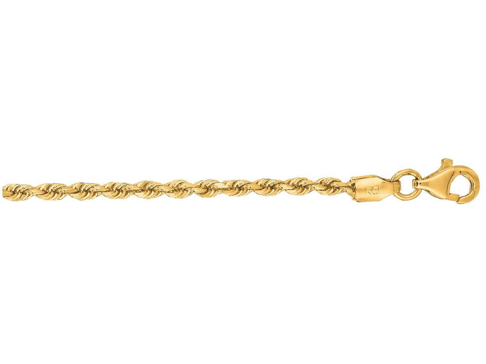 Finejewelers 10 Kt Yellow Gold 10k 16 Inch 2.25mm Solid Royal Rope Chain Necklace Lobster Clasp