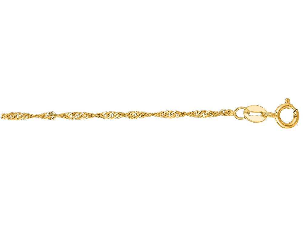 Finejewelers 10 Kt Yellow Gold 10k 7 Inch 1.5mm Bright Cut Singapore Chain Bracelet Spring Ring Clasp