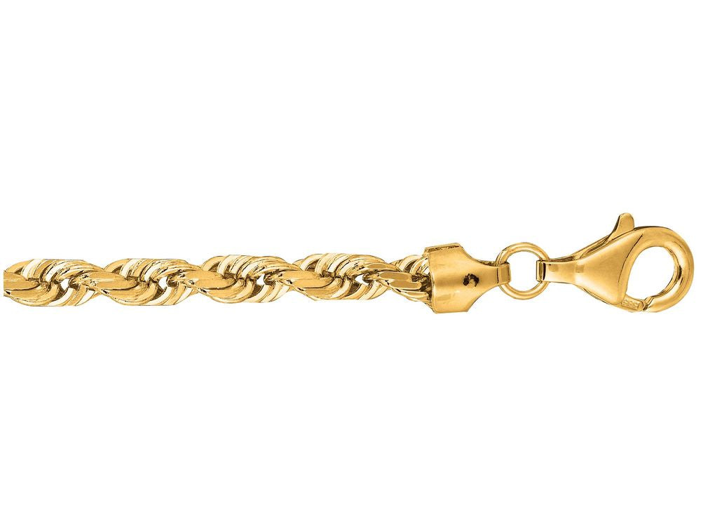 Finejewelers 10 Kt Yellow Gold 10k 8 Inch 5.0mm Solid Bright Cut Royal Rope Chain Bracelet Lobster Clasp