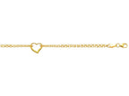 Finejewelers 10 Kt Yellow Gold 10k 10 Inch 10 Inch Double Rolo Chain Anklet1 Station Open Heart Lobster Clasp