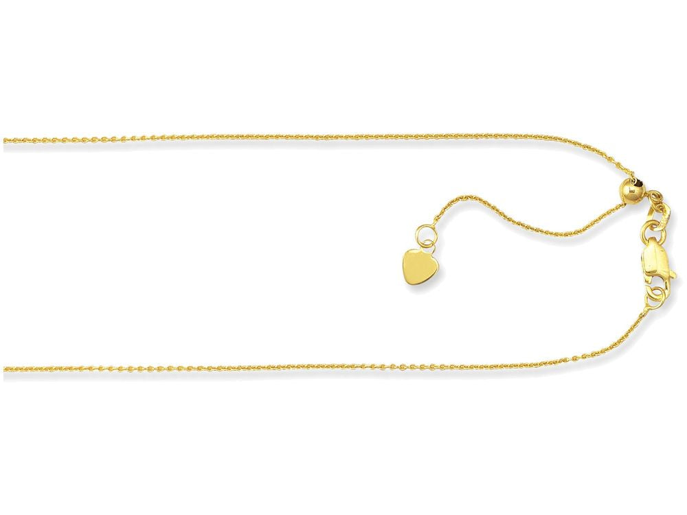 Finejewelers 10 Kt Yellow Gold 10k 22 Inch 0.90mm Adjustable Cable Chain Necklace Lobster Clasp
