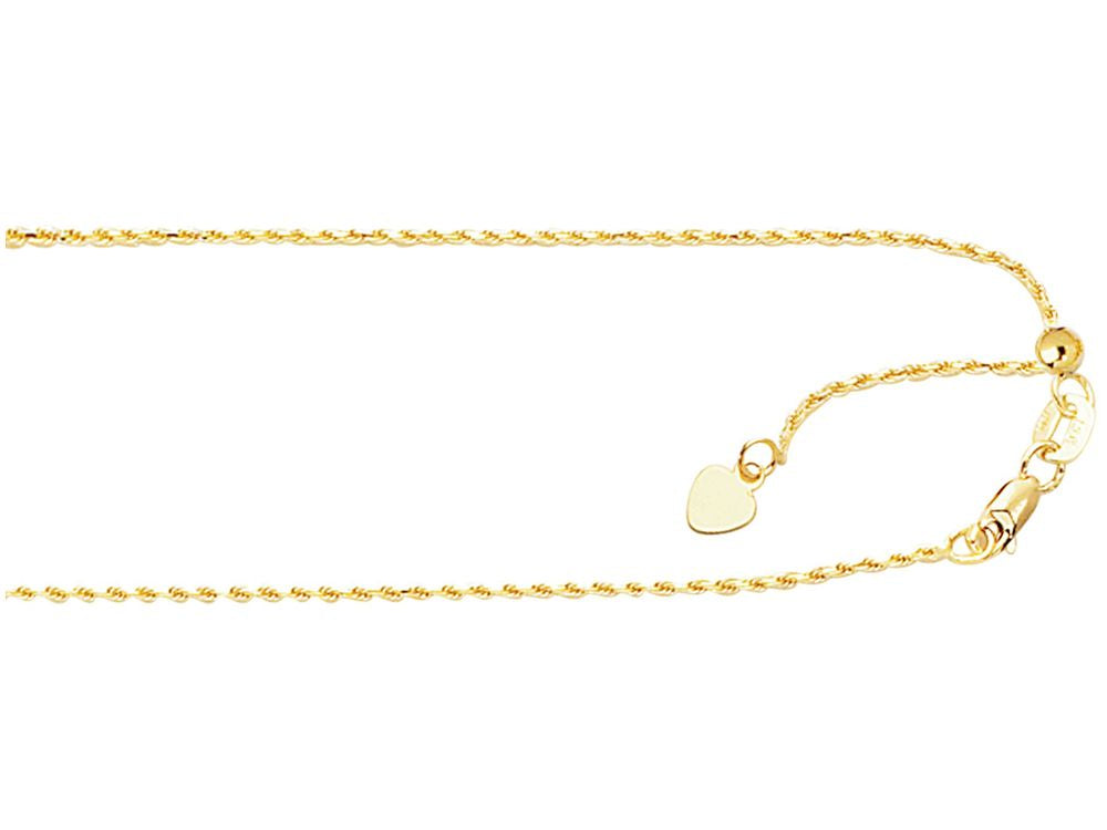 Finejewelers 10 Kt Yellow Gold 10k 22 Inch 1.0mm Bright Cut Adjustable Rope Chain Necklace Lobster Clasp