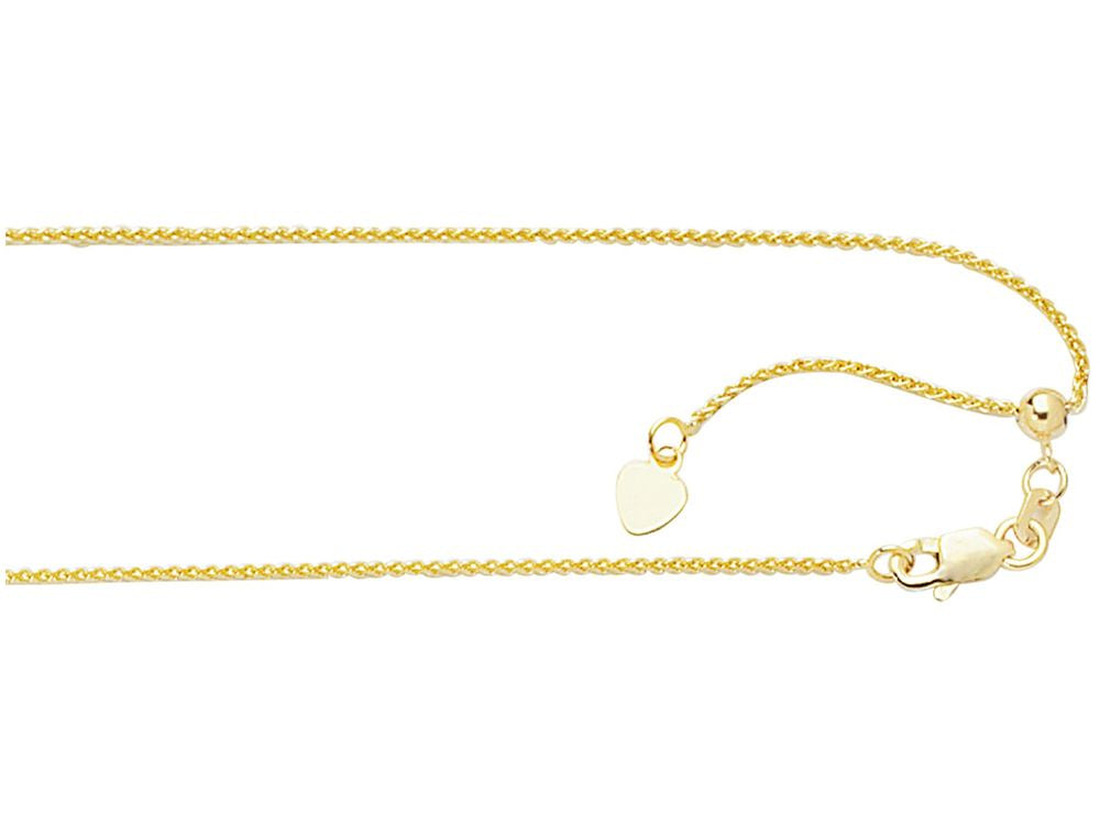 Finejewelers 10 Kt Yellow Gold 10k 22 Inch 1.0mm Bright Cut Adjustable Wheat Chain Necklace Lobster Clasp