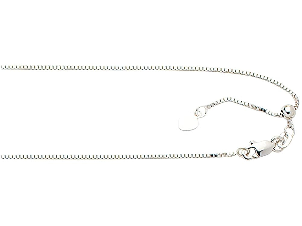Finejewelers 10 Kt White Gold 10k 22 Inch 0.85mm Classic Adjustable Box Chain Necklace With Lobster Clasp