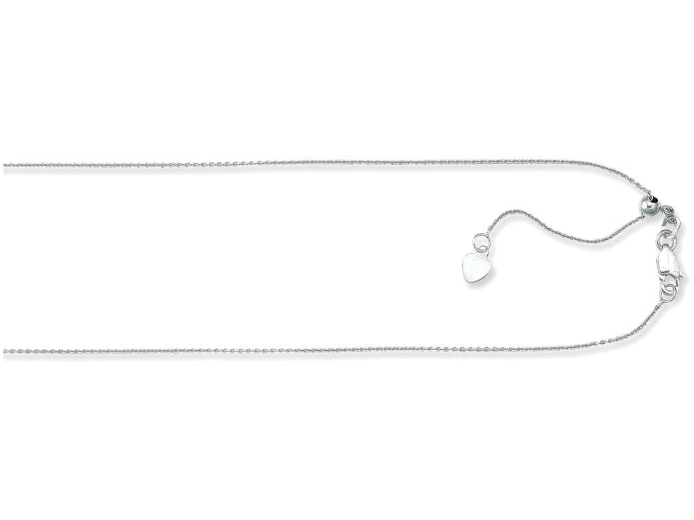 Finejewelers 10 Kt White Gold 10k 22 Inch 0.90mm Bright Cut Adjustable Cable Chain Necklace Lobster Clasp