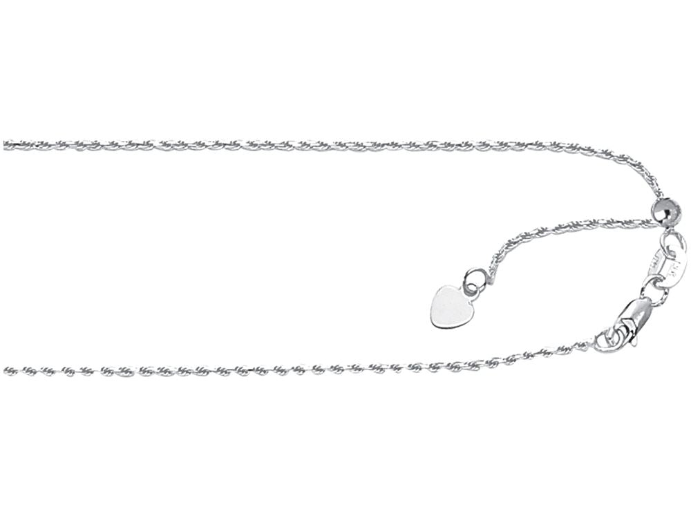 Finejewelers 10 Kt White Gold 10k 22 Inch 1.0mm Bright Cut Adjustable Rope Chain Necklace Lobster Clasp
