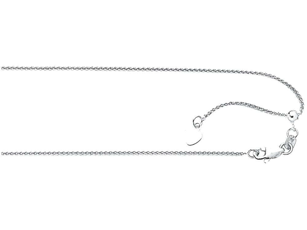 Finejewelers 10 Kt White Gold 10k 22 Inch 1.0mm Bright Cut Adjustable Wheat Chain Necklace Lobster Clasp