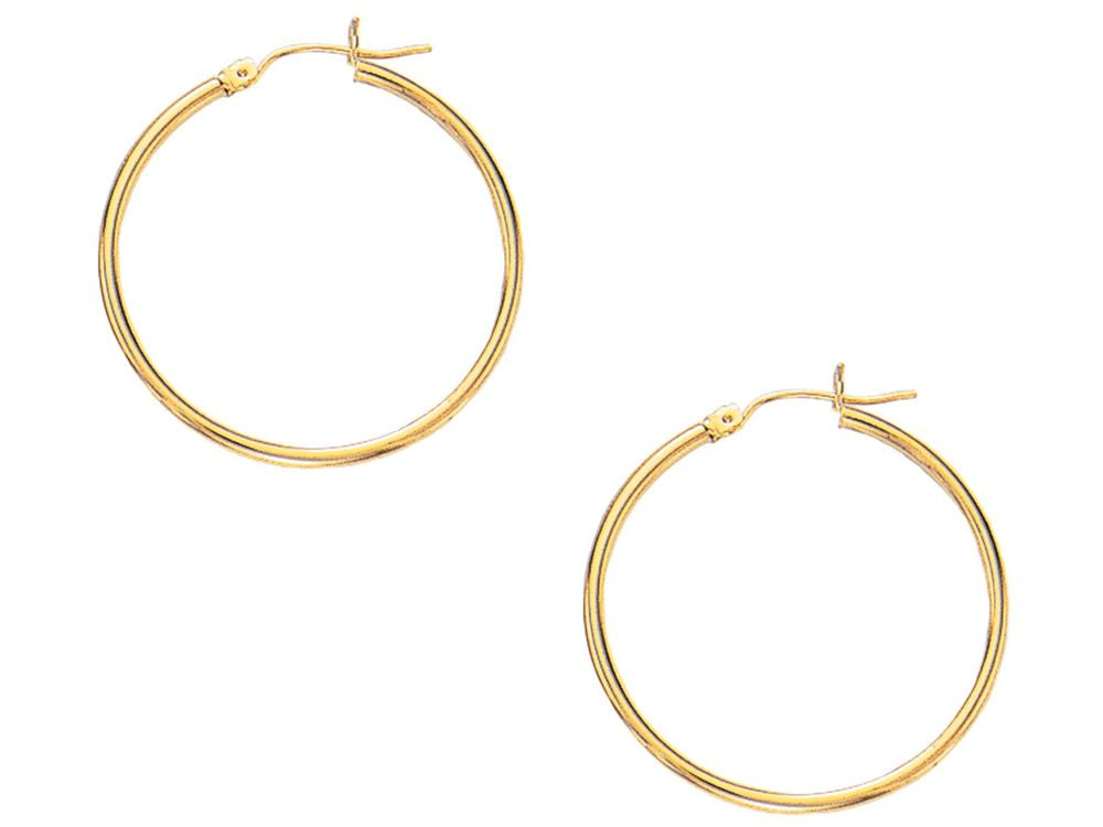 Finejewelers 10 Kt Yellow Gold 10k 2x30mm Round Hoop Earrings