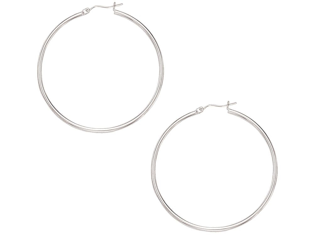 Finejewelers 10 Kt White Gold 10k 2.0x50mm Large Round Hoop Earring