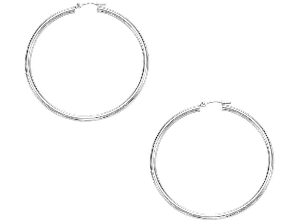 Finejewelers 10 Kt White Gold 10k 2.0x40mm Round Hoop Earring