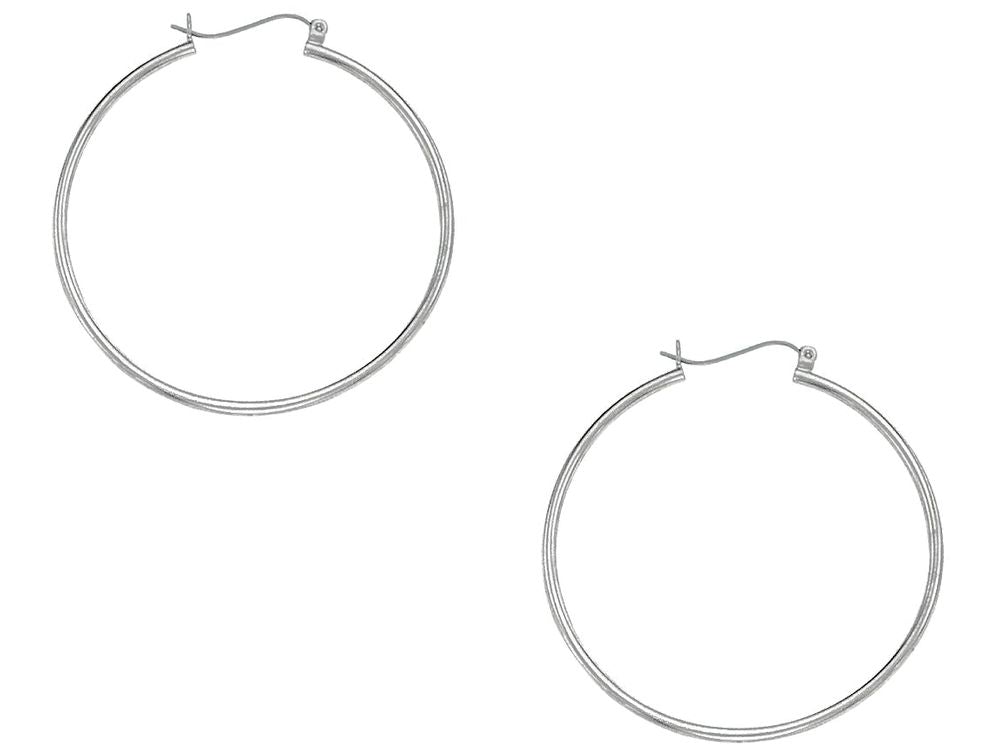 Finejewelers 10 Kt White Gold 10kw 1.0x40mm Lt.tube Hoop