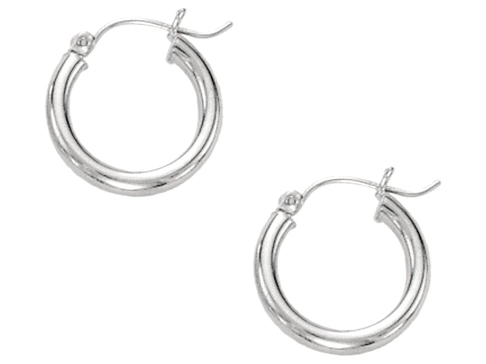 Finejewelers 10 Kt White Gold 10k Wg 3x15mm Hoop Earring