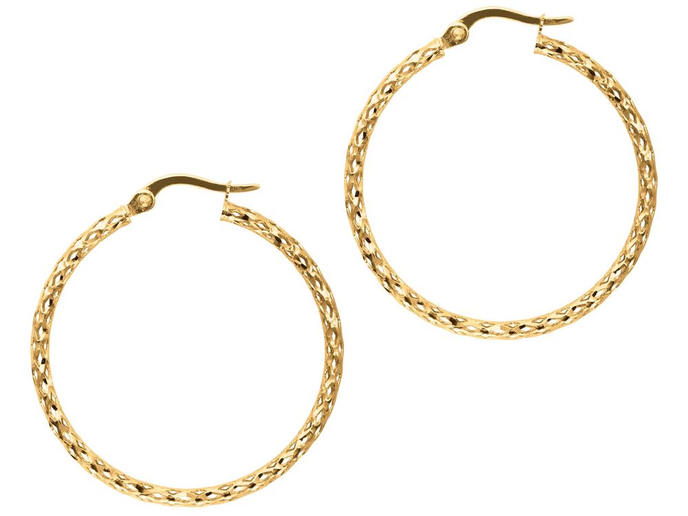 Finejewelers 10 Kt Yellow Gold 10k Yg Fashion Sparkle Earring Hoops