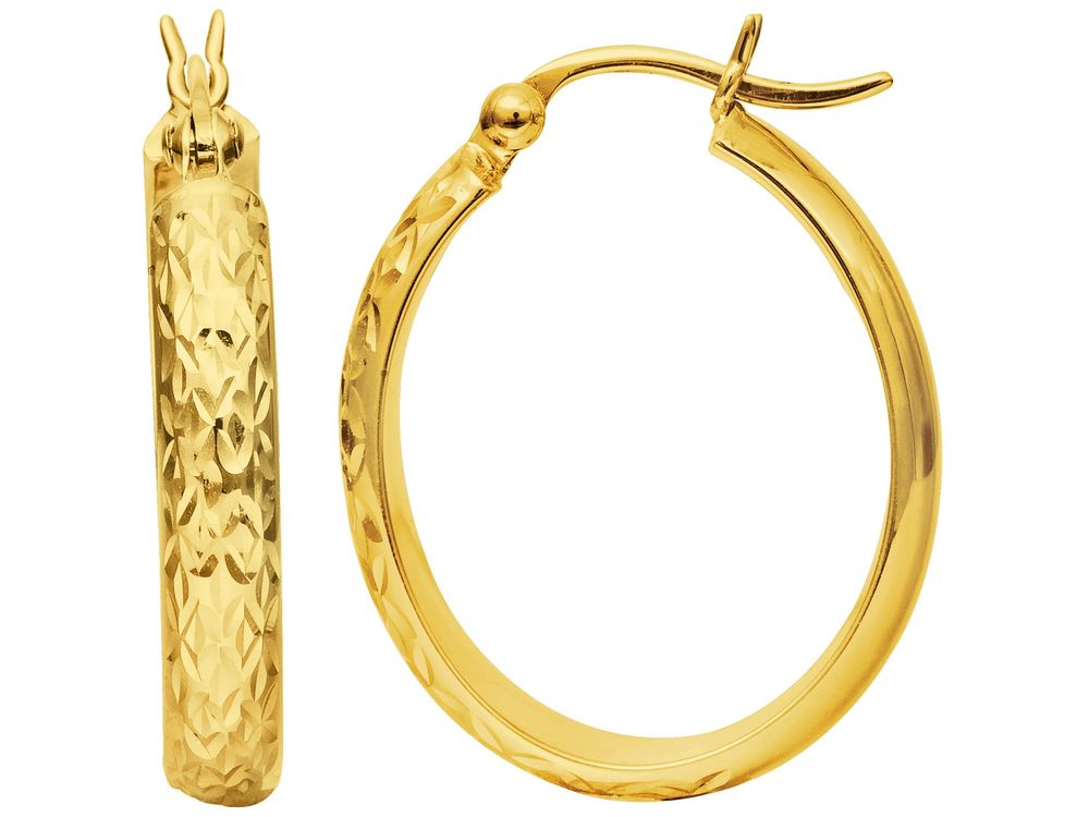 Finejewelers 10 Kt Yellow Gold 10k Yg Bright Cut Fashion Sparkle Earring Hoops