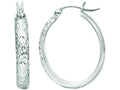 Finejewelers 10 Kt White Gold 10k Wg Bright Cut Fashion Sparkle Earring Hoops