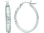 Finejewelers 10 Kt White Gold 10k Wg Bright Cut Fashion Sparkle Earring Hoops
