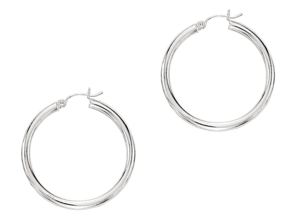 Finejewelers 10 Kt White Gold 10k 2.0x25mm Round Hoop Earring