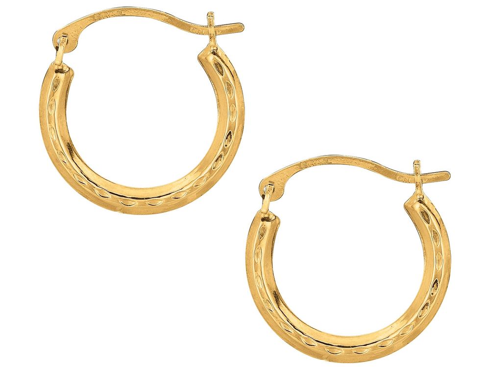 Finejewelers 10 Kt Yellow Gold 10k Bright Cut Small Round Hoop Earring