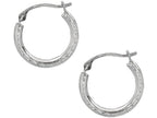 Finejewelers 10 Kt White Gold 10k Bright Cut Small Round Hoop Earring