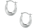 Finejewelers 10 Kt White Gold 10k Graduated Small Oval Hoop Earrings