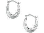 Finejewelers 10 Kt White Gold 10k Graduated Small Oval Hoop Earrings