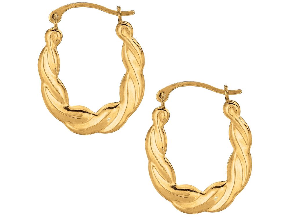 Finejewelers 10 Kt Yellow Gold 10k Twisted Small Oval Hoop Earrings