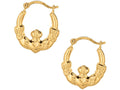 Finejewelers 10 Kt Yellow Gold 10k Textured Round Claddagh Small Hoop Earrings
