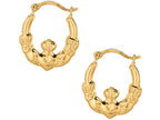 Finejewelers 10 Kt Yellow Gold 10k Textured Round Claddagh Small Hoop Earrings