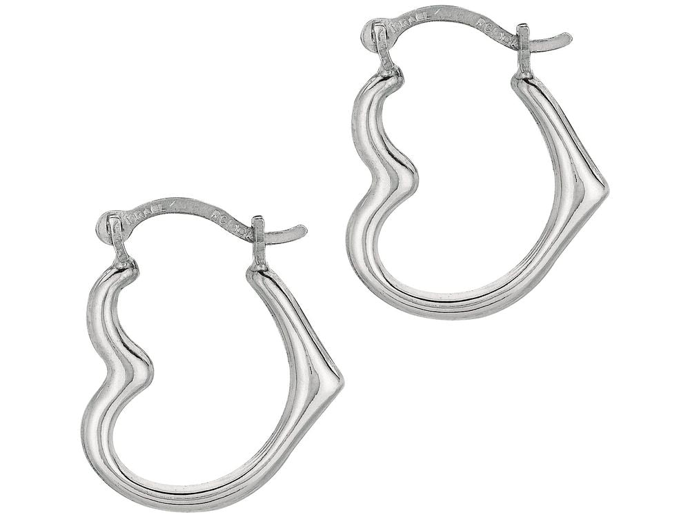 Finejewelers 10 Kt White Gold 10k Small Open Heart Hoop Earring