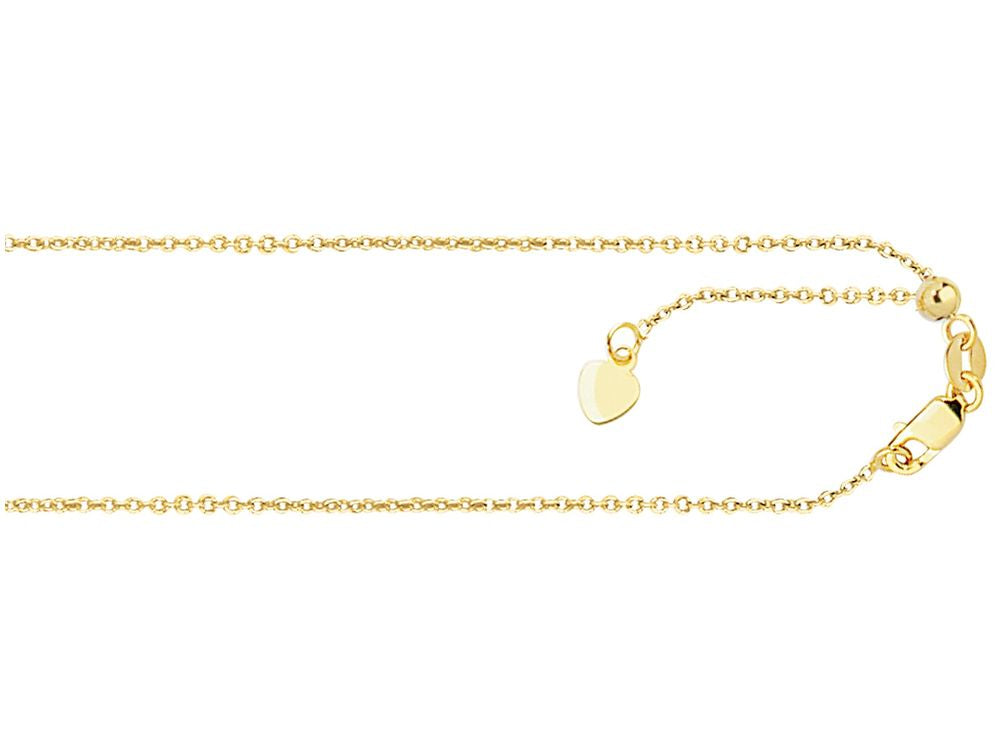 Finejewelers 14 Kt Yellow Gold 30 Inch 0.9mm Bright Cut Classic Adjustable Cable Chain Necklace