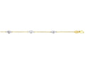 Finejewelers 14 Kt Two Tone Gold 10 Inch Bright Cut Cable Chainheart Fancy Anklet With Lobster Clasp