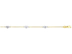 Finejewelers 14 Kt Two Tone Gold 10 Inch Bright Cut Cable Chainheart Fancy Anklet With Lobster Clasp