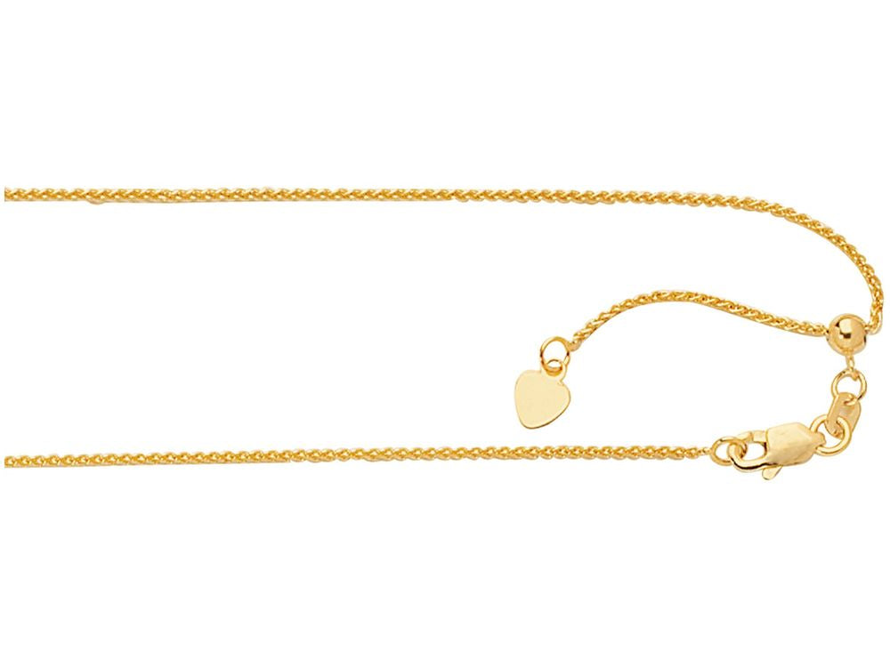 Finejewelers 14 Kt Yellow Gold 1.1mm 30 Inch Adjustable Wheat Chain Necklace