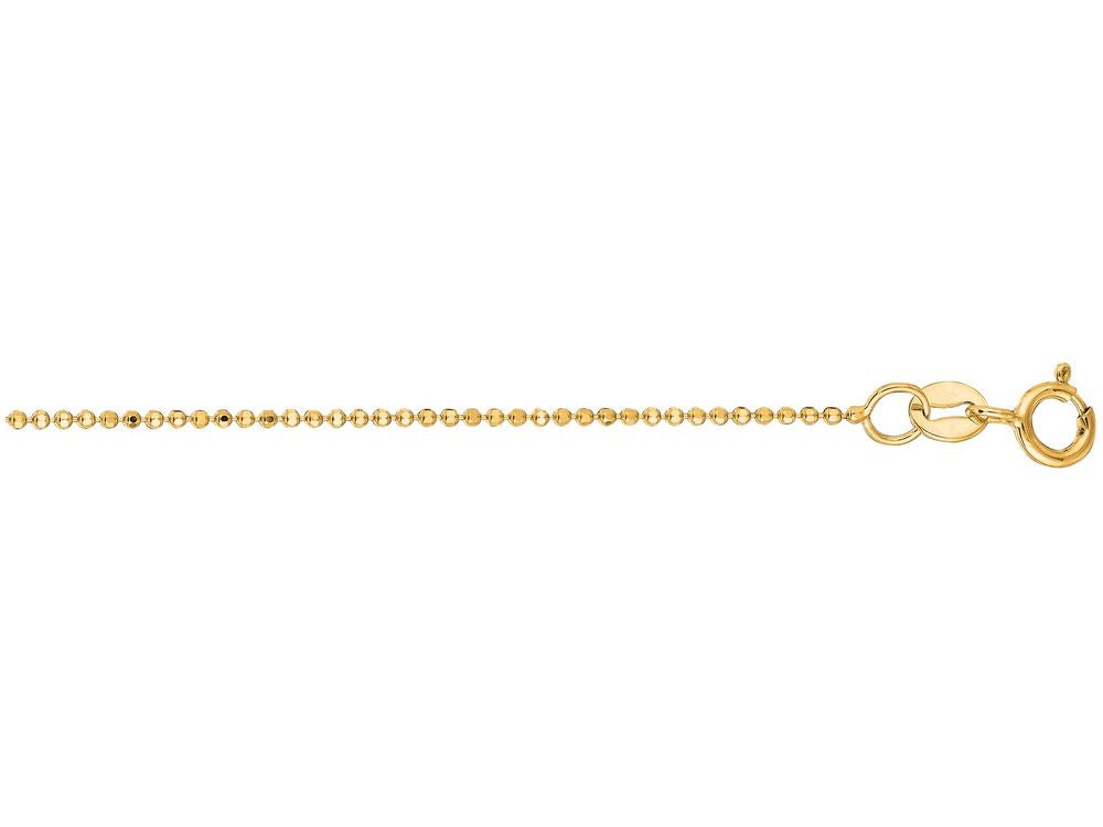 Finejewelers 14 Kt Yellow Gold 16 Inch 1.0mm Bright Cut Bead Chain Necklace With Spring Ring Clasp